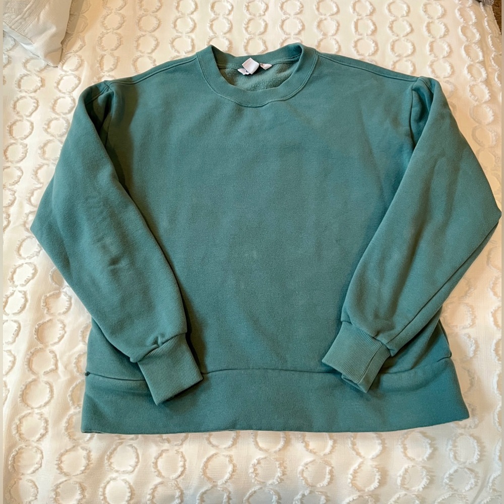 Athleta Women’s Retroplush Crewneck Sweatshirt, Deep Ocean Teal, XXS